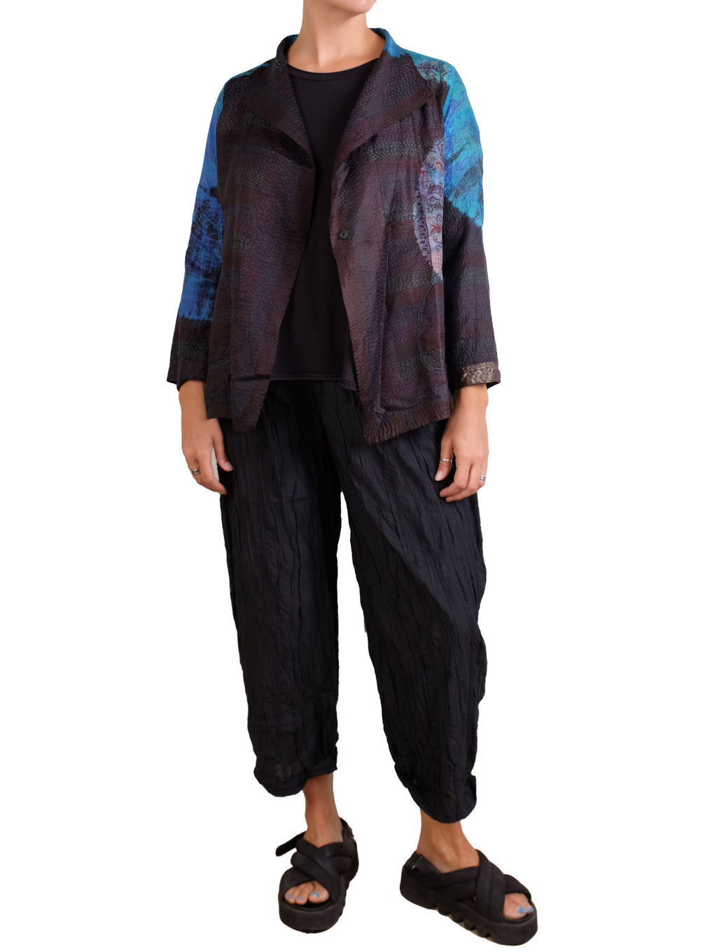 Mieko Mintz Tie Dye Circle Shibori Kantha Short Jacket