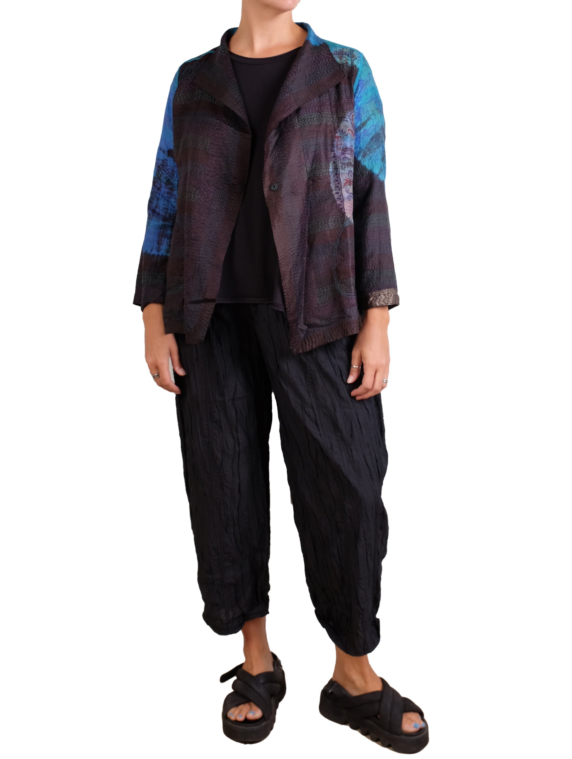 Mieko Mintz Tie Dye Circle Shibori Kantha Short Jacket