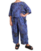 Mieko Mintz Cloud Tie Dye Floral Kantha Tucked Gather Pants