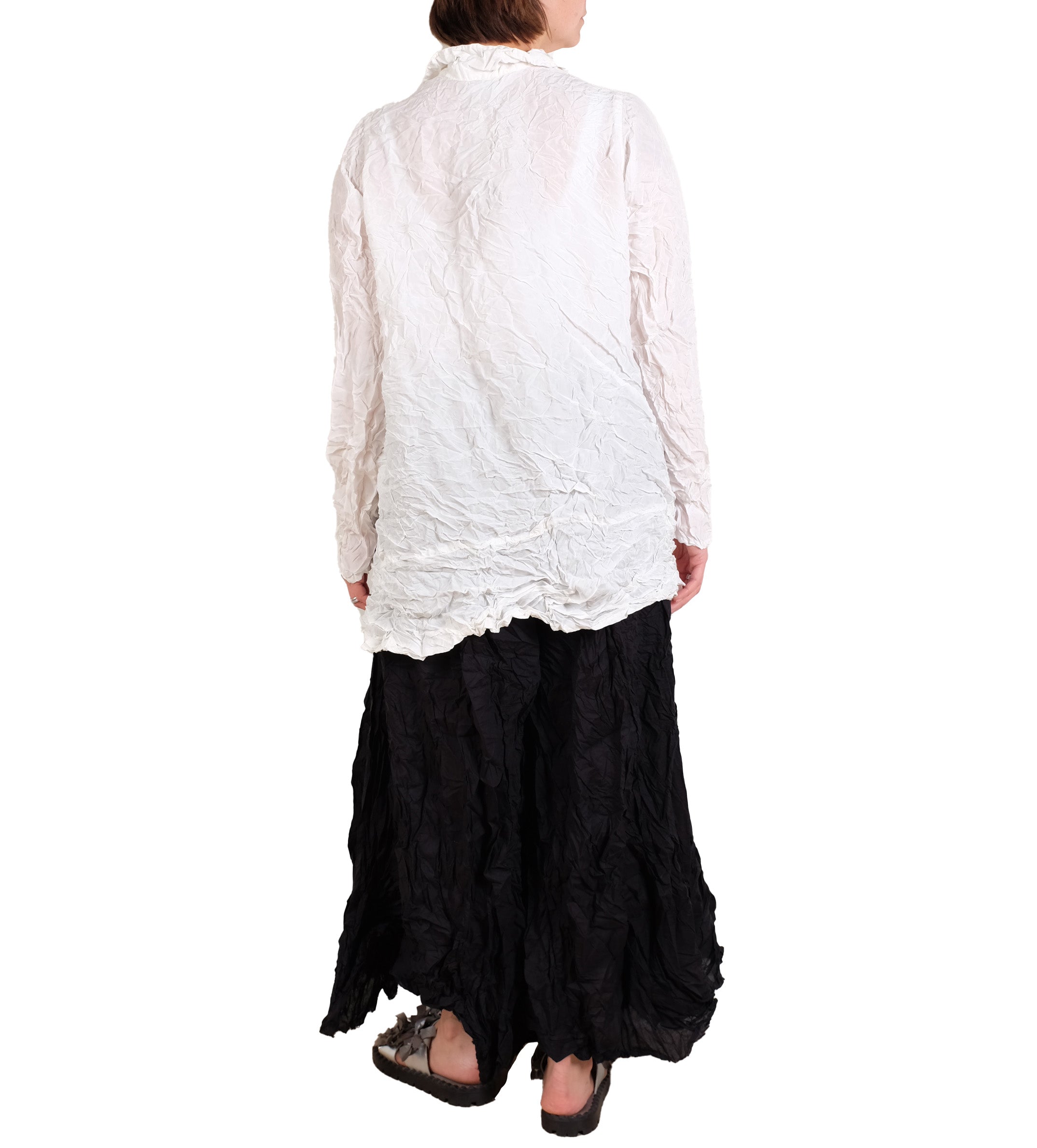 Privatsachen WerkKnitt Crinkle Silk Blouse in White