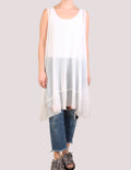 Robin Kaplan Trapeze Tunic with Silk Chiffon Border in White