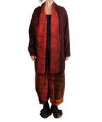 Mieko Mintz Mud Dye Ripple Kantha Shawl Coat in Red