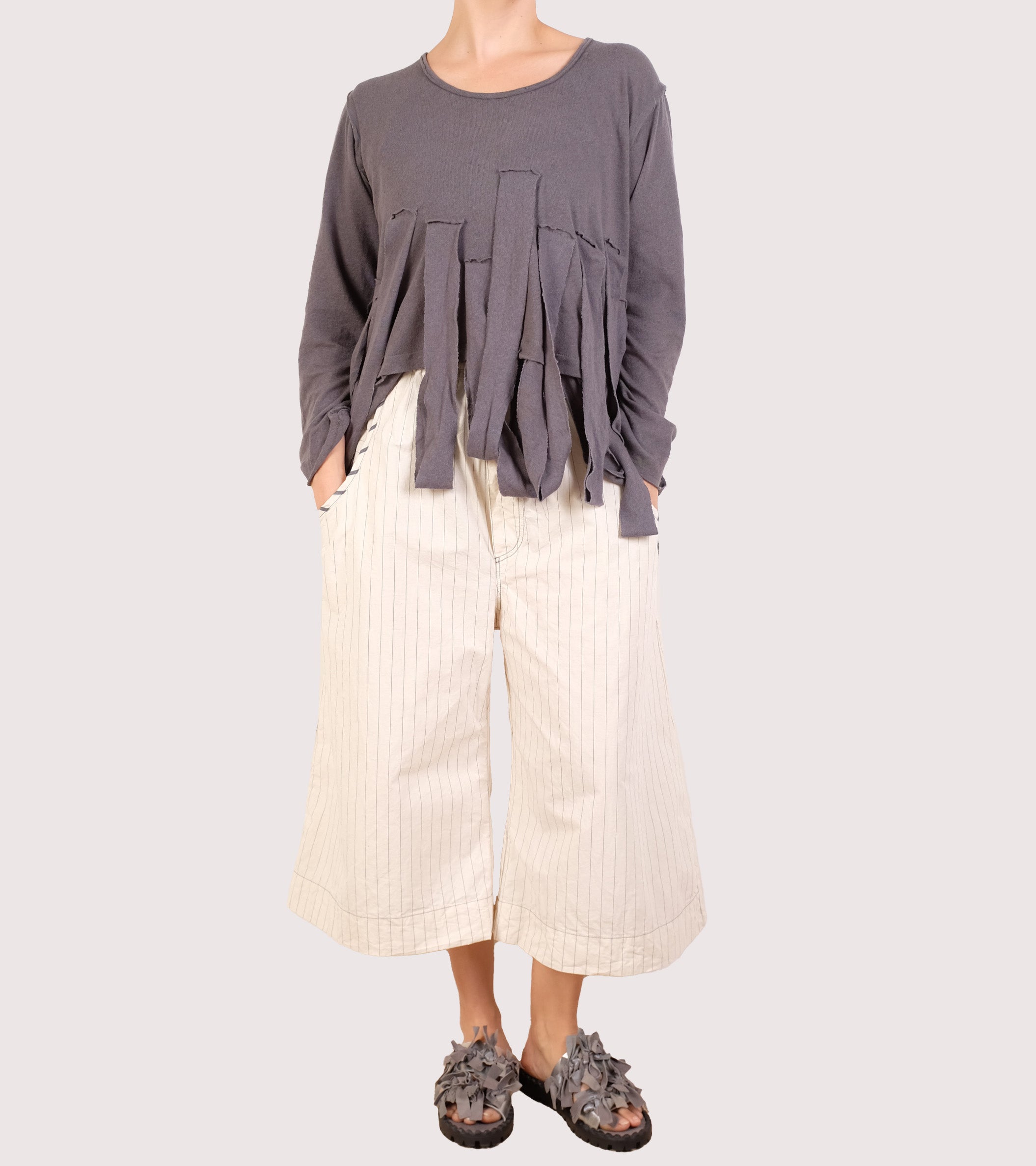 Bodil Graphite Linen Knit Top