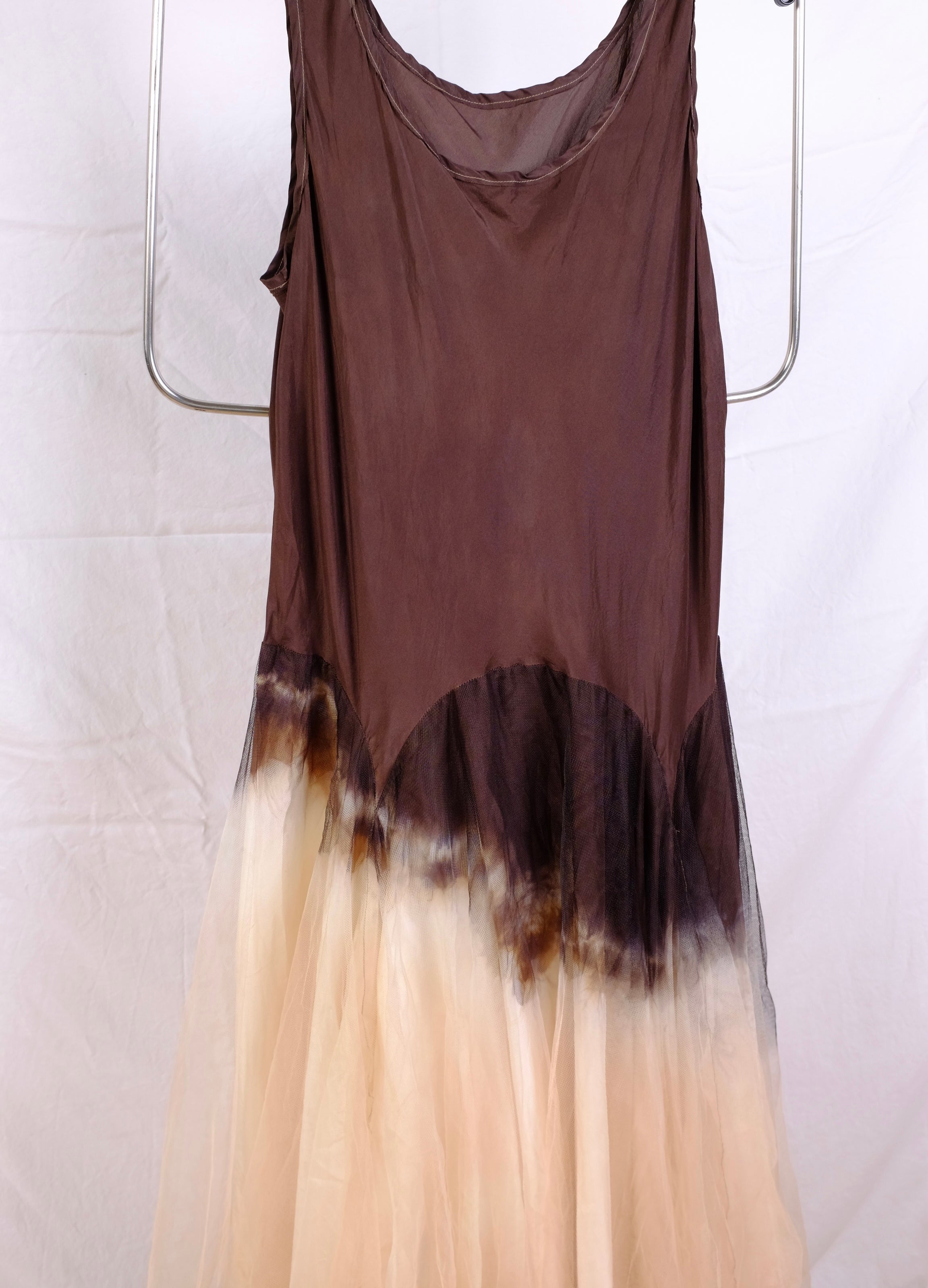 Robin Kaplan Tulle Garden Dress in Black/Brown/Cream Ombré
