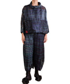 Mieko Mintz Tie Dye Vintage Silk Kantha Cowl Pullover in Black