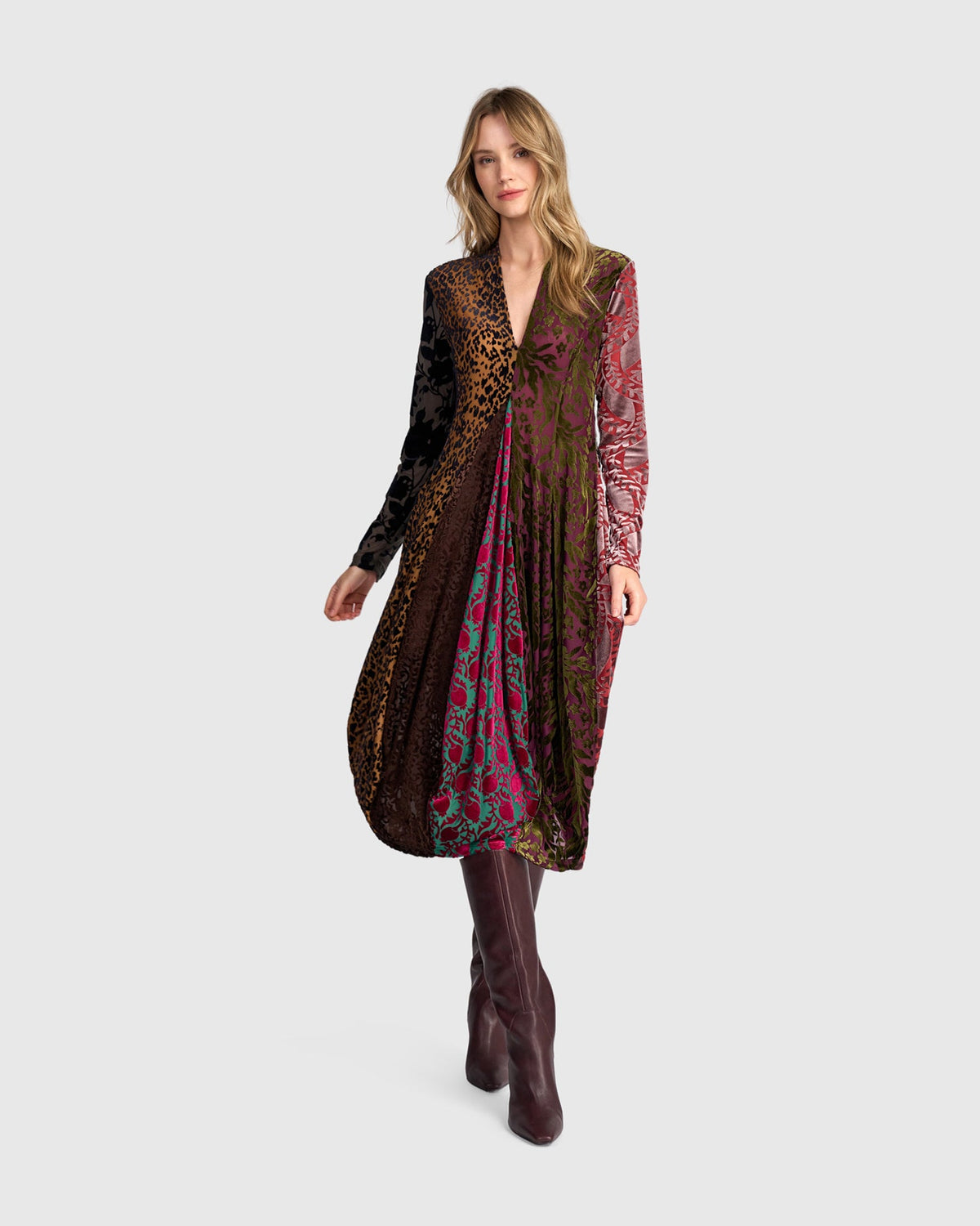 Alembika Cut Velvet Dress and Slip in Regal
