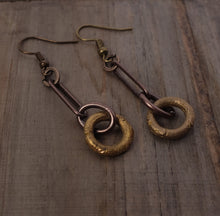  Debe Dohrer Brass Donuts on Paperclip Loop Earrings