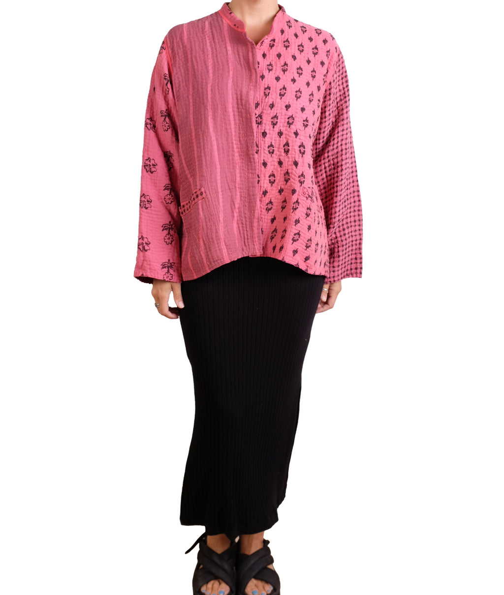 Mieko Mintz Patch Kantha Kaftan Jacket Short
