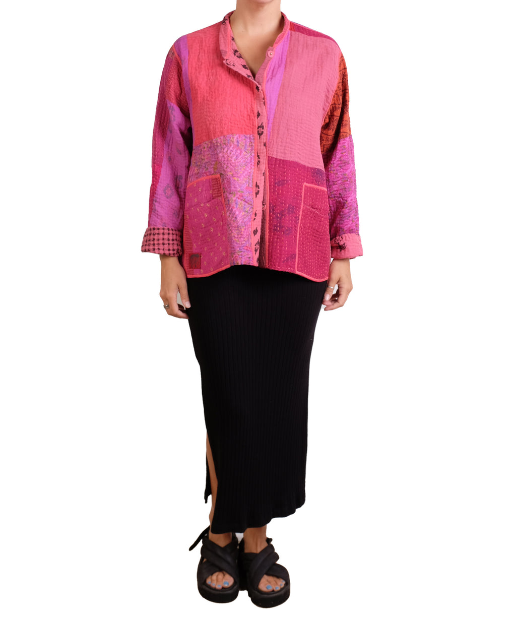 Mieko Mintz Patch Kantha Kaftan Jacket Short