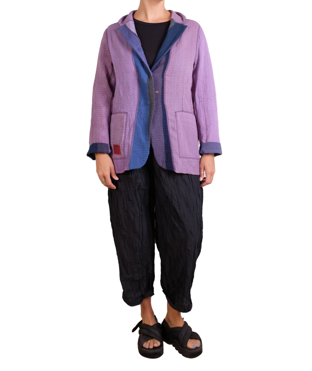 Mieko Mintz Cotton Stripe Patch Kantha Basic Jacket
