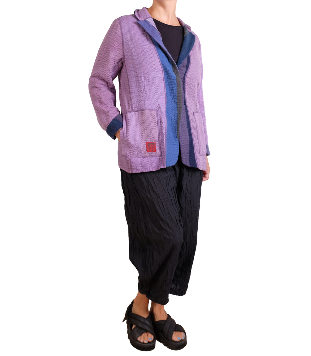 Mieko Mintz Cotton Stripe Patch Kantha Basic Jacket