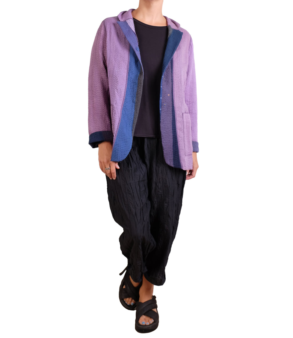 Mieko Mintz Cotton Stripe Patch Kantha Basic Jacket