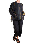 Mieko Mintz Jewel Woven With Vertical Patch Kantha Kaftan Jacket Short