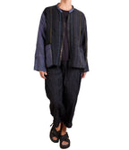 Mieko Mintz Jewel Woven With Vertical Patch Kantha Kaftan Jacket Short