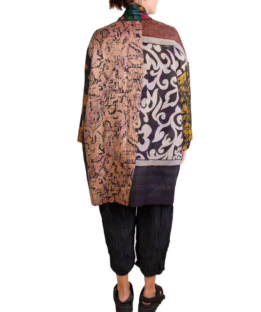 Mieko Mintz Jacquard Silk Kantha Haori Jacket