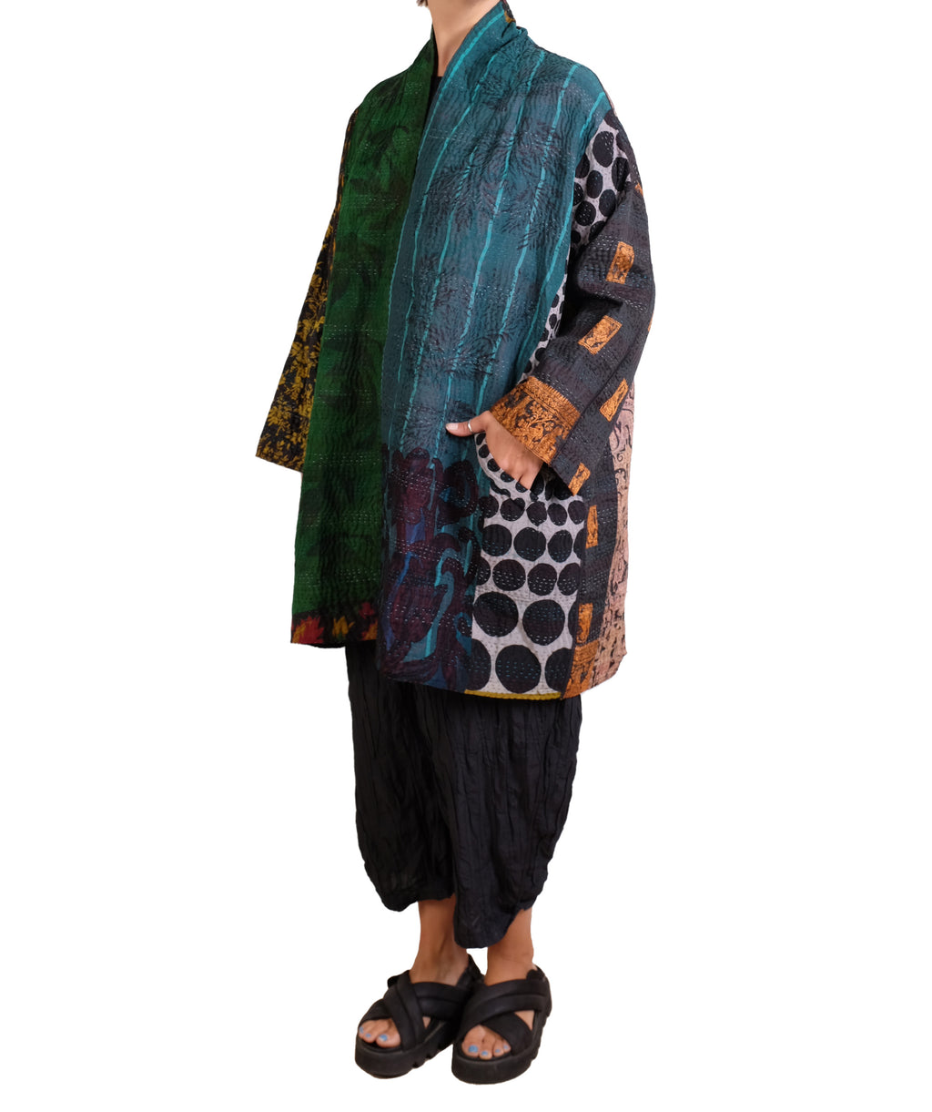 Mieko Mintz Jacquard Silk Kantha Haori Jacket