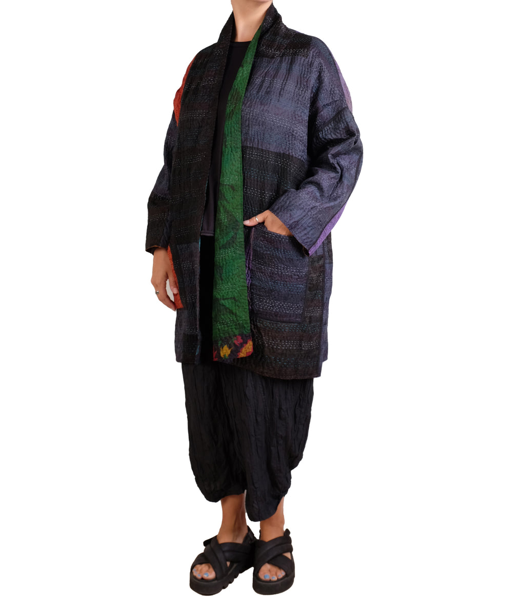 Mieko Mintz Jacquard Silk Kantha Haori Jacket