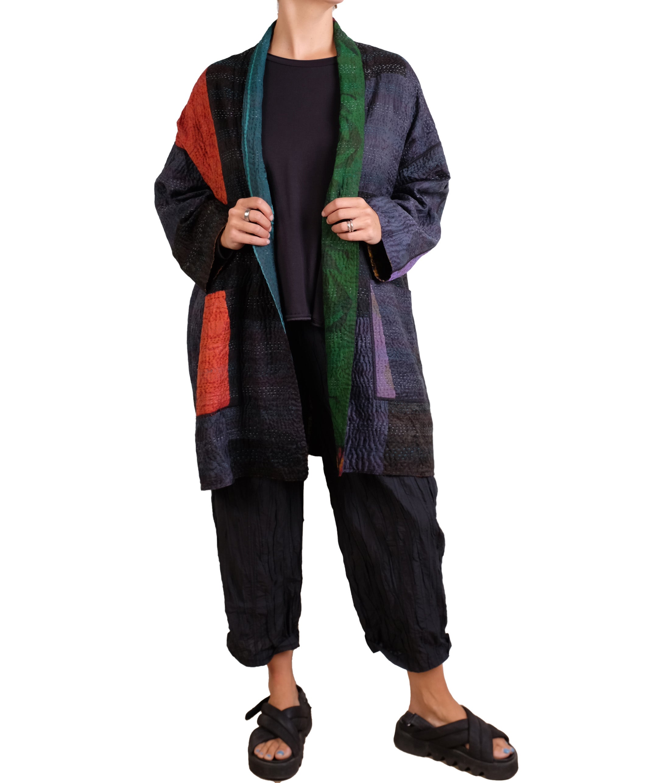 Mieko Mintz Jacquard Silk Kantha Haori Jacket