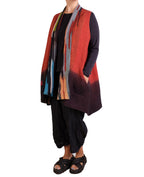 Mieko Mintz Ikat Stripe Kantha Kimono Collar Vest