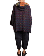Mieko Mintz Vintage Silk Georgette Cotton Kantha Hoodie Poncho