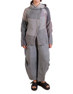Mieko Mintz Frayed Patch Kantha Hoodie Jacket in Gray