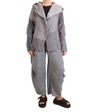 Mieko Mintz Frayed Patch Kantha Hoodie Jacket in Gray