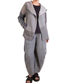 Mieko Mintz Frayed Patch Kantha Hoodie Jacket in Gray
