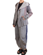 Mieko Mintz Frayed Patch Kantha Hoodie Jacket in Gray