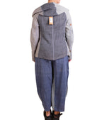 Mieko Mintz Frayed Patch Kantha Hoodie Jacket in Gray