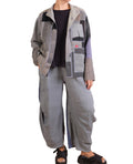 Mieko Mintz Frayed Patch Kantha Shirt Jacket in Gray