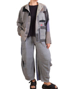 Mieko Mintz Frayed Patch Kantha Shirt Jacket in Gray