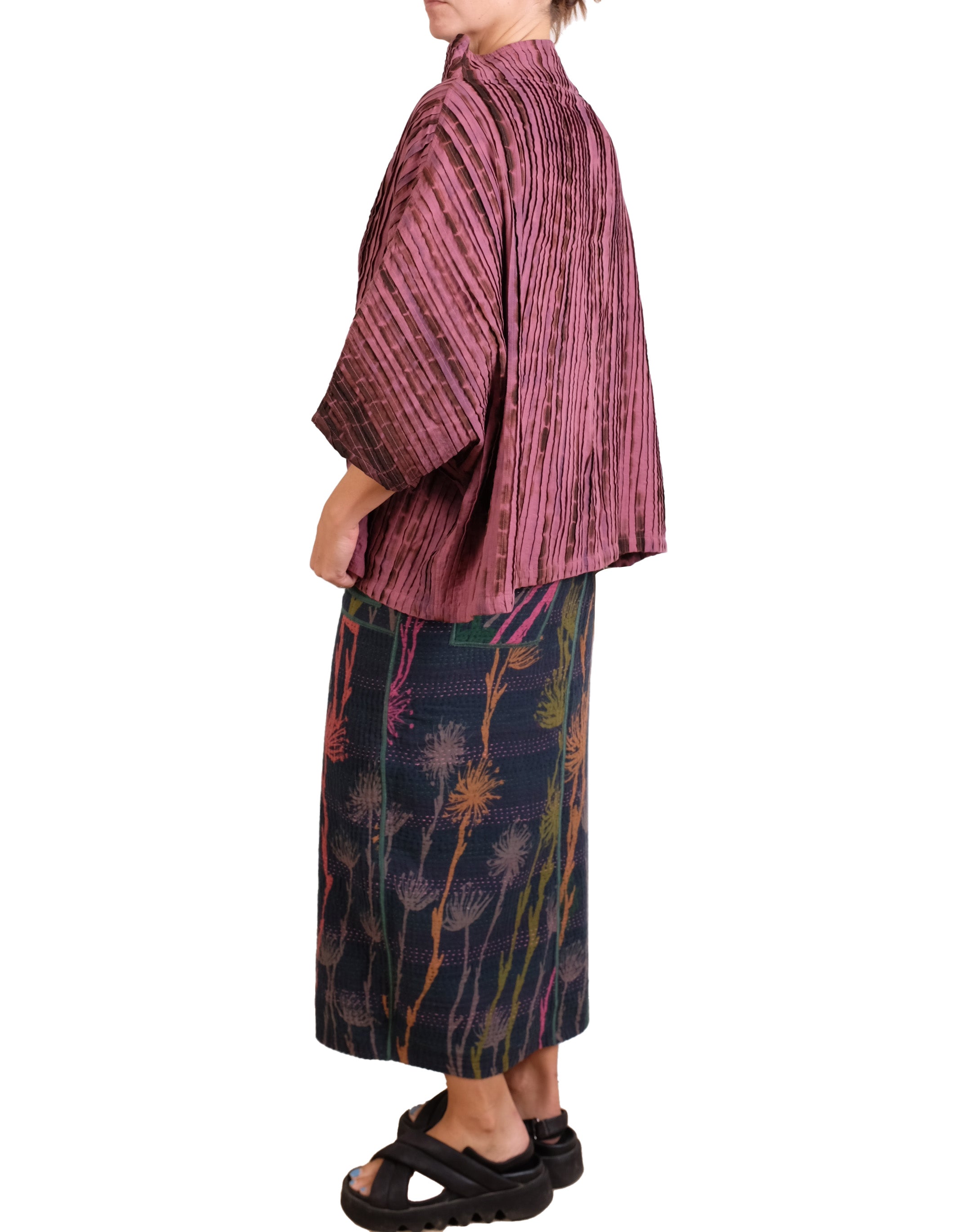 Mieko Mintz Cotton Ripple Tuck Poncho
