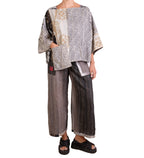 Mieko Mintz Kimono Cotton Kantha 3/4 Sleeve Crop Top