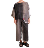 Mieko Mintz Kimono Cotton Kantha Mid Rise Wide Leg Pants