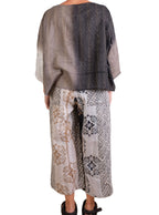 Mieko Mintz Kimono Cotton Kantha 3/4 Sleeve Crop Top
