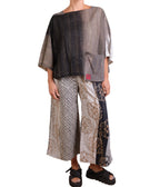 Mieko Mintz Kimono Cotton Kantha 3/4 Sleeve Crop Top