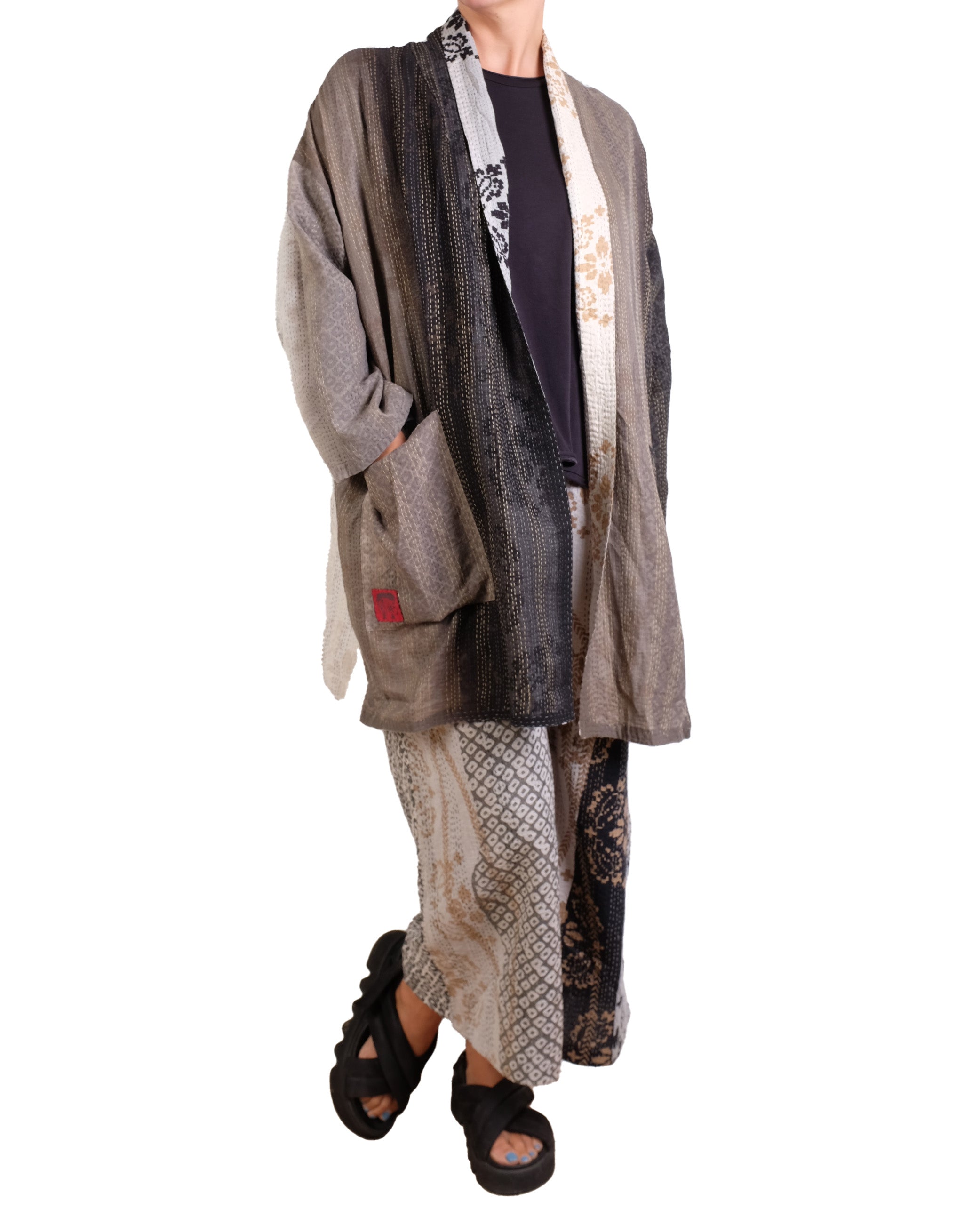 Mieko Mintz Kimono Cotton Kantha Haori Jacket