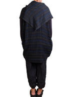 Mieko Mintz Landscape Frayed Patch Kantha Cowl Neck Tunic in Gray