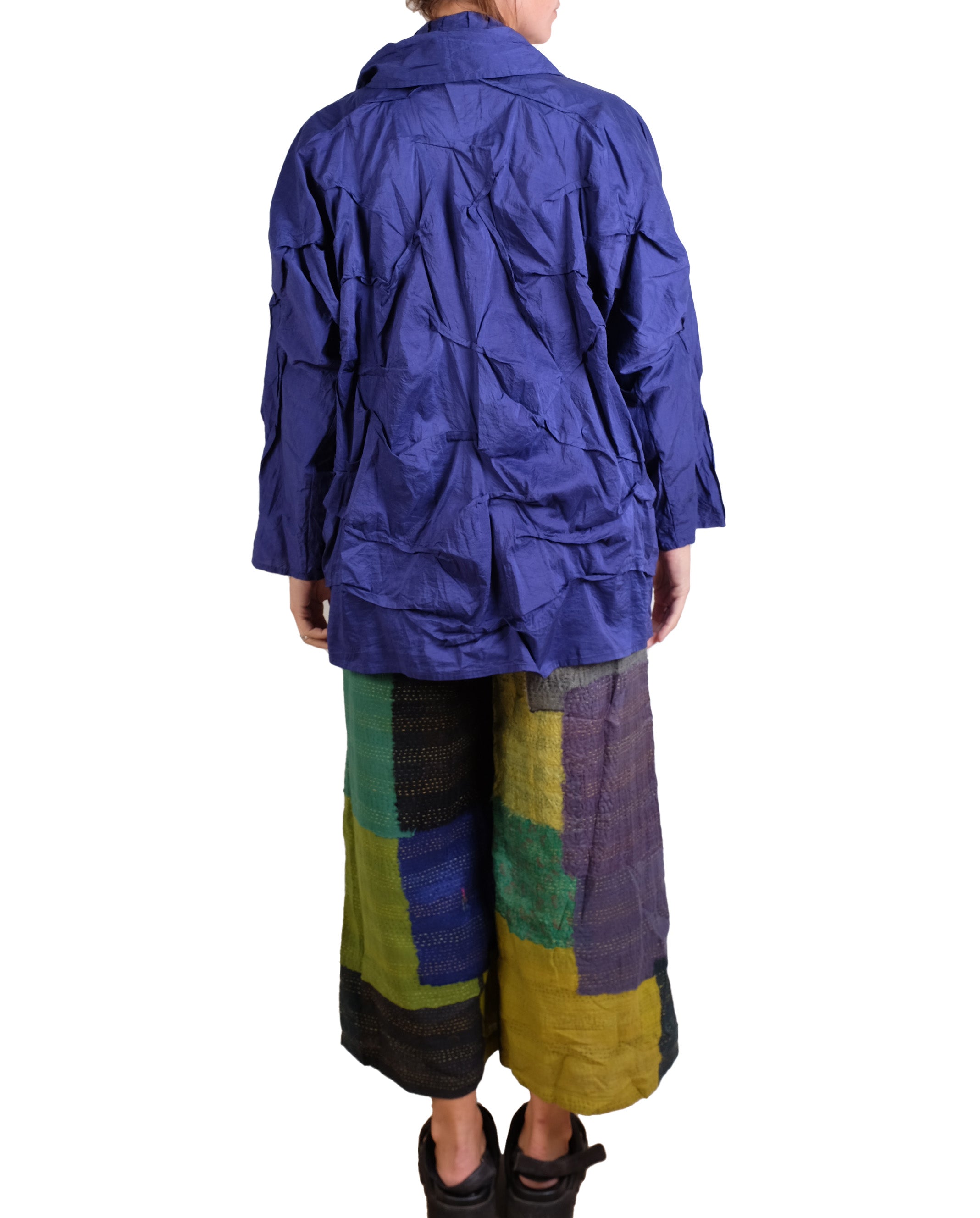Mieko Mintz Marble Fray Patch Kantha Mid Rise Wide Leg Pants