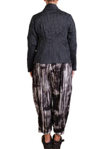 Mieko Mintz Cotton Silk Heavy Voile Random Tuck High-neck Blouse