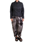 Mieko Mintz Cotton Silk Heavy Voile Random Tuck High-neck Blouse