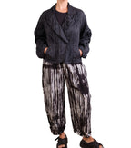 Mieko Mintz Black Cotton Silk Heavy Voile Random Tuck Puff Sleeve Jacket