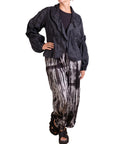 Mieko Mintz Black Cotton Silk Heavy Voile Random Tuck Puff Sleeve Jacket