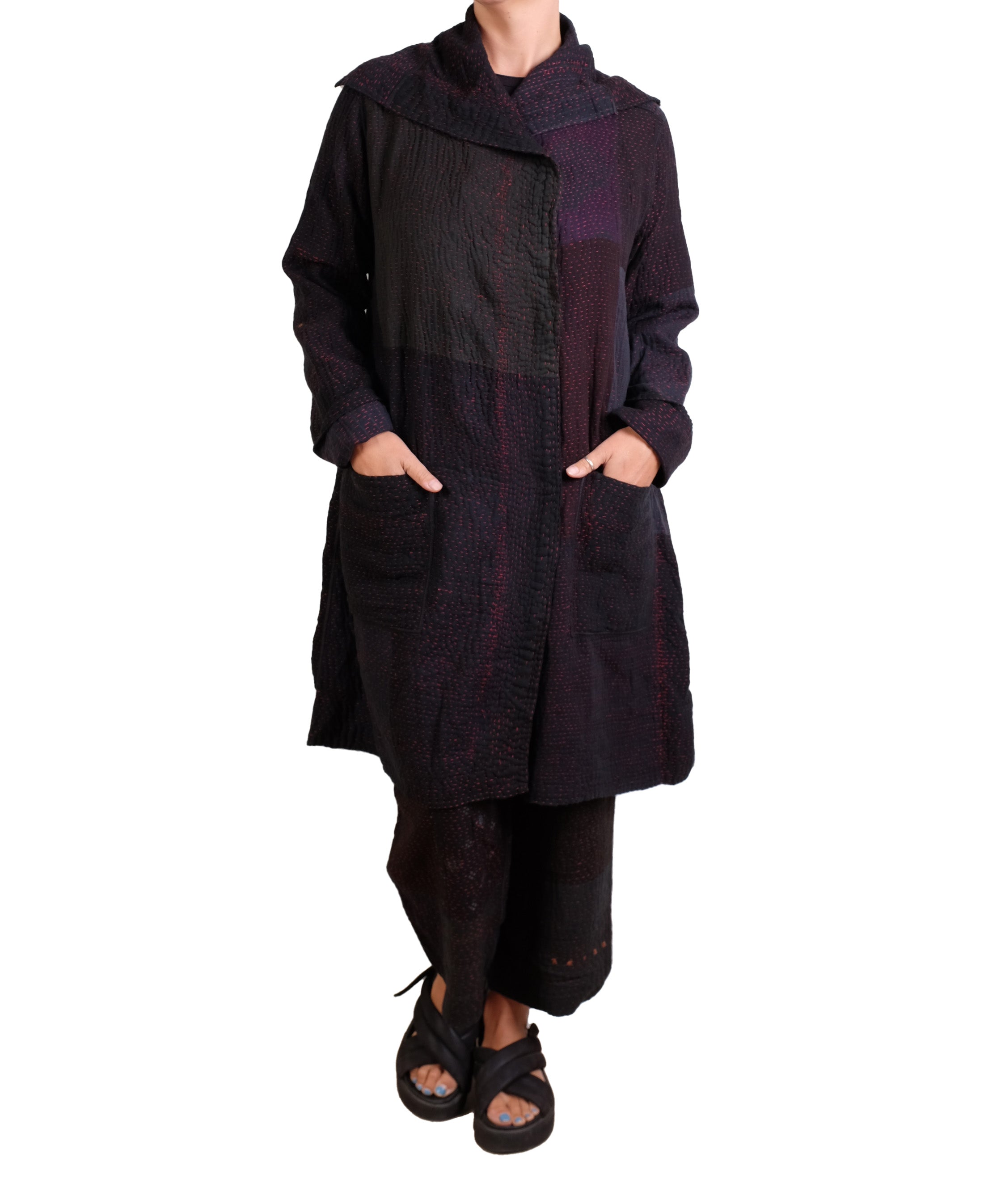 Mieko Mintz Muji Patch Kantha Pocket Medium Coat
