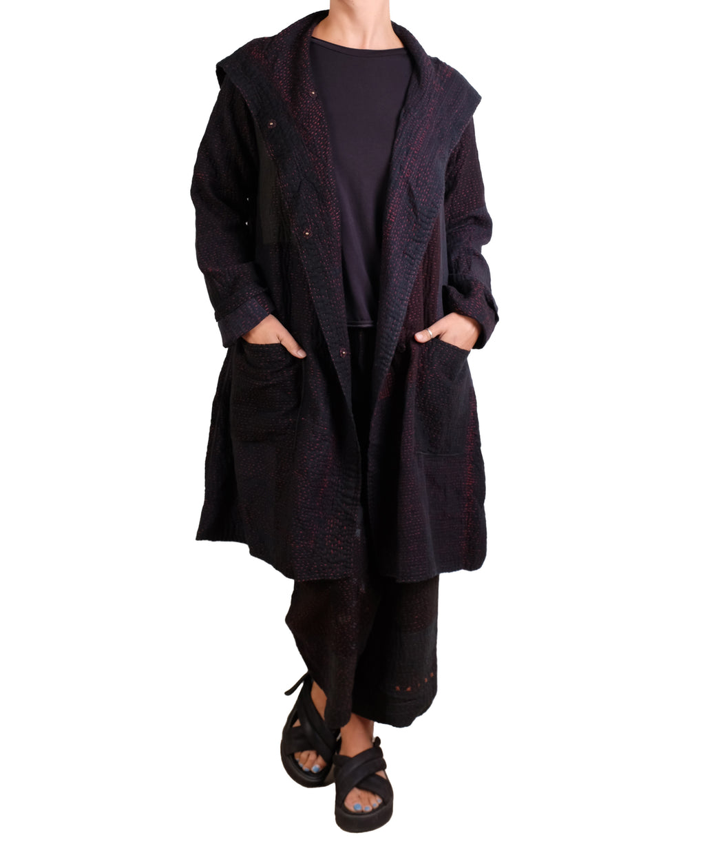 Mieko Mintz Muji Patch Kantha Pocket Medium Coat
