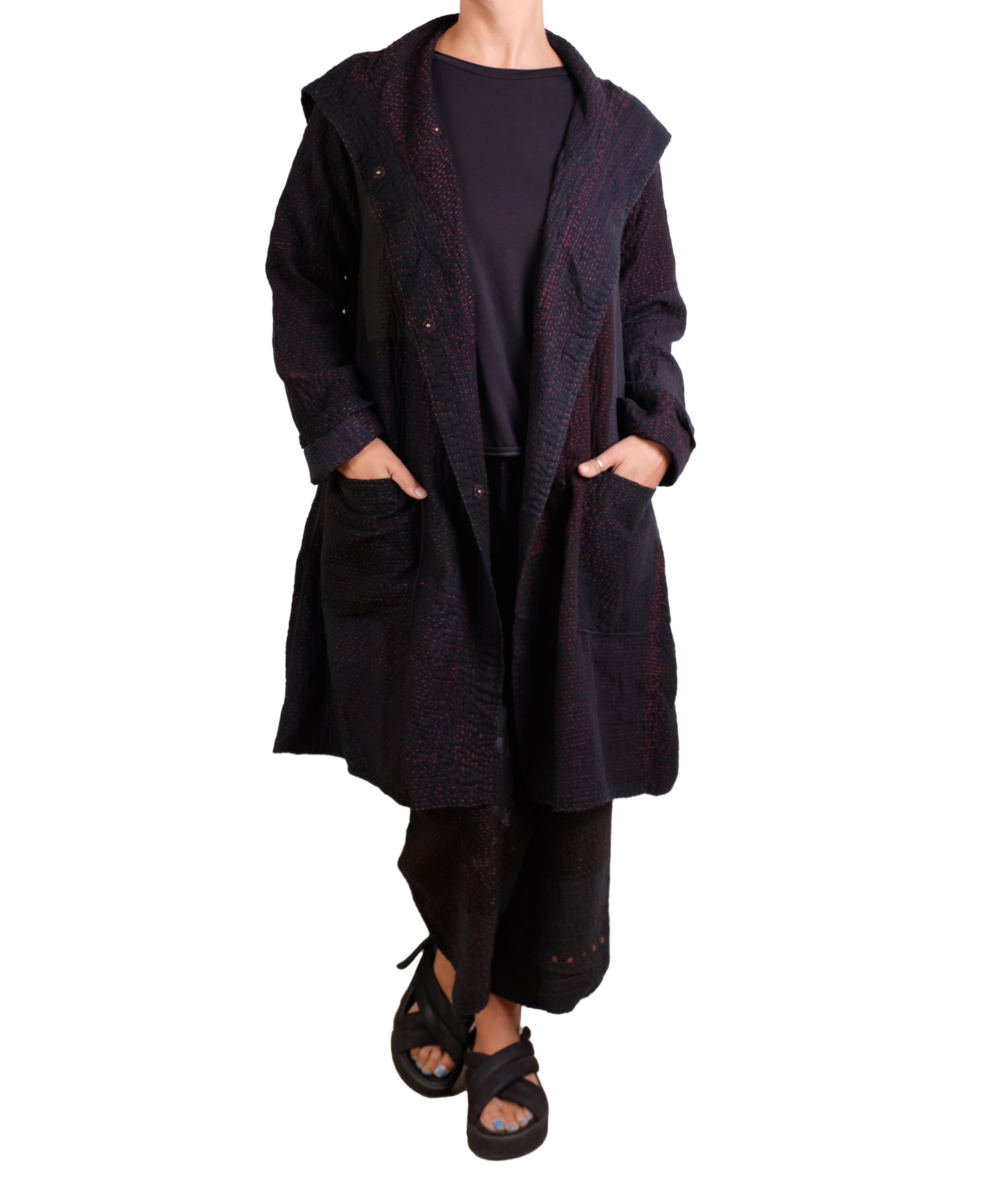 Mieko Mintz Muji Patch Kantha Pocket Medium Coat