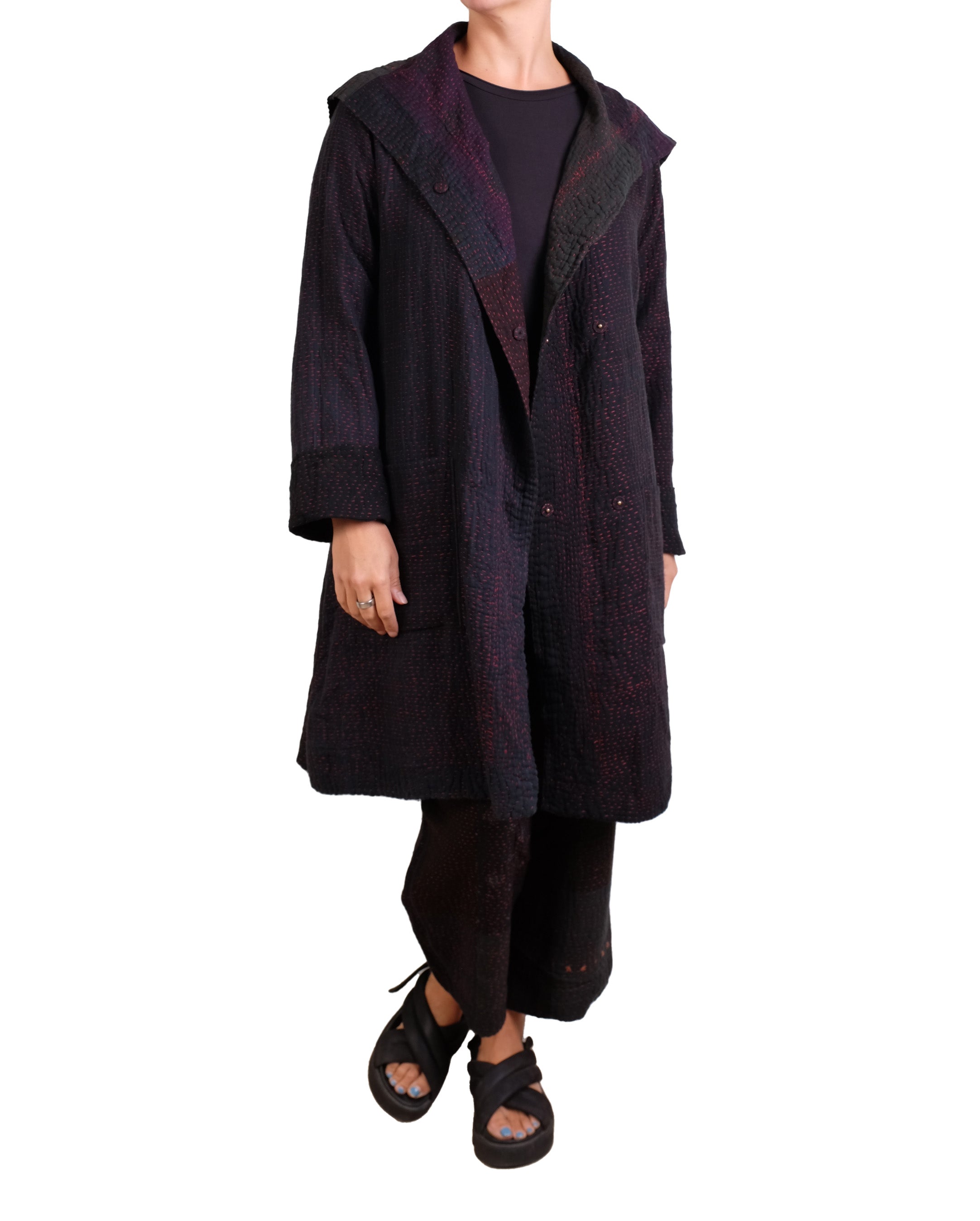Mieko Mintz Muji Patch Kantha Pocket Medium Coat