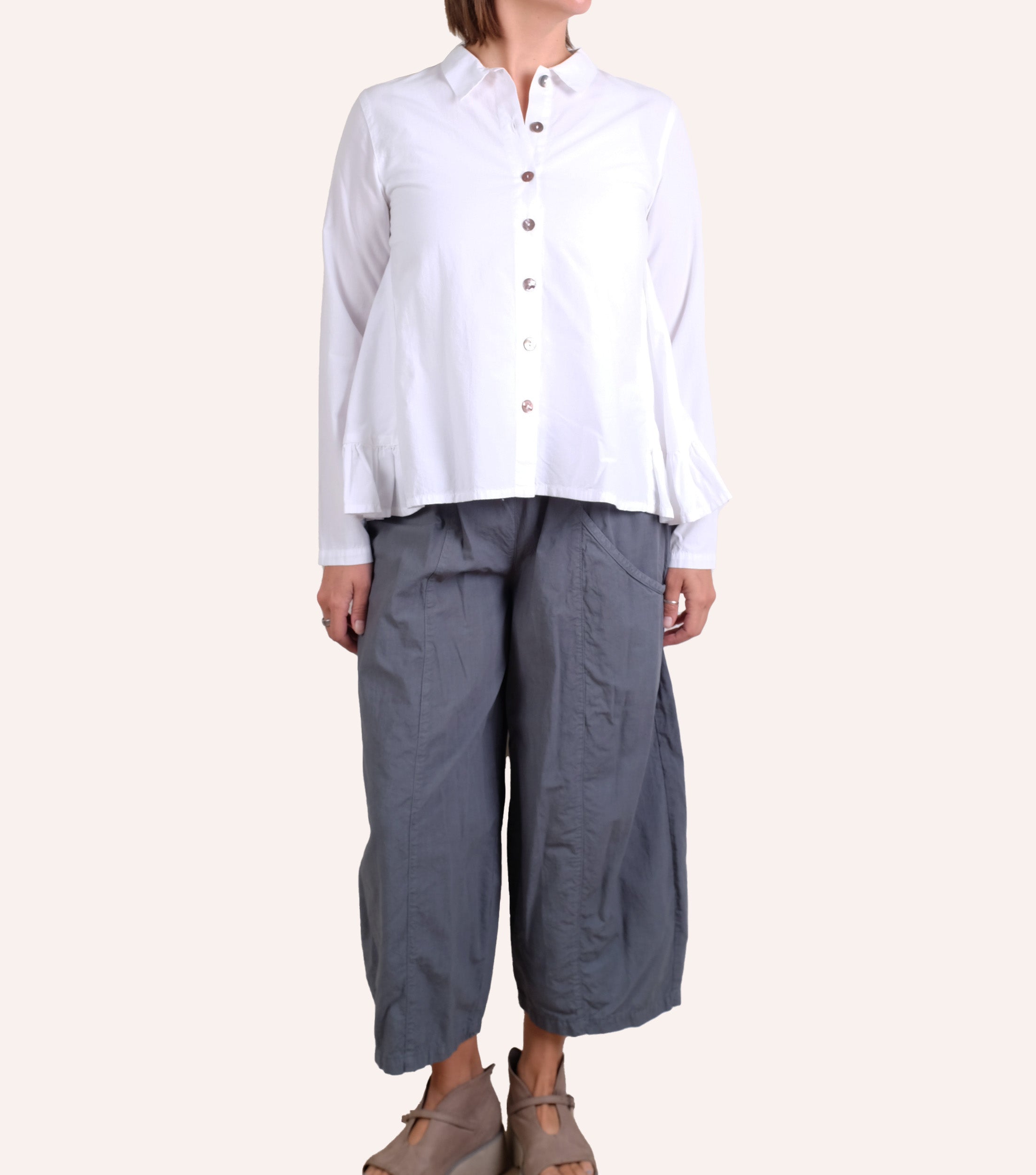 Gerties Side Gusset Shirt in Chalk