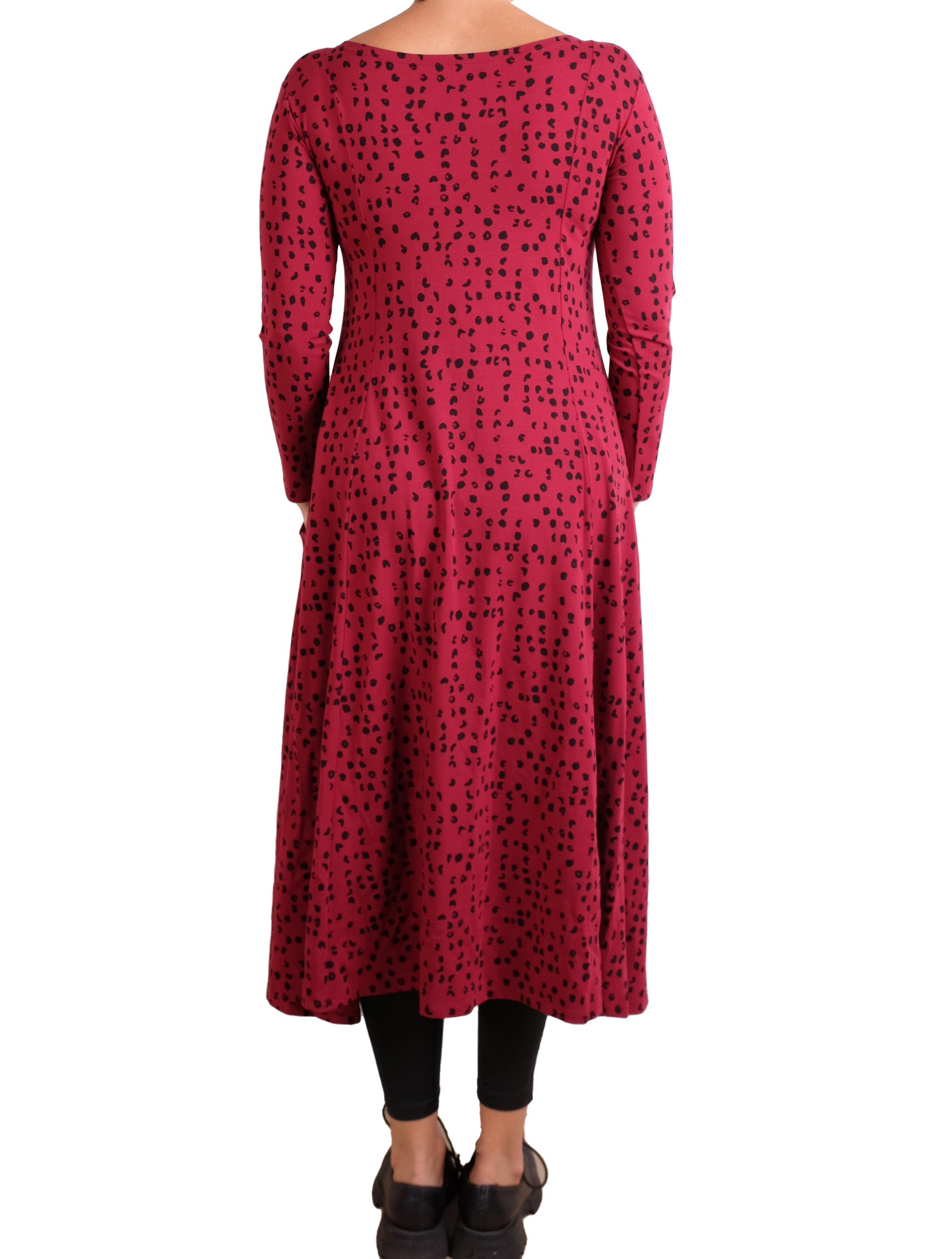 MXM Red and Black Dot Long Sleeve Dress