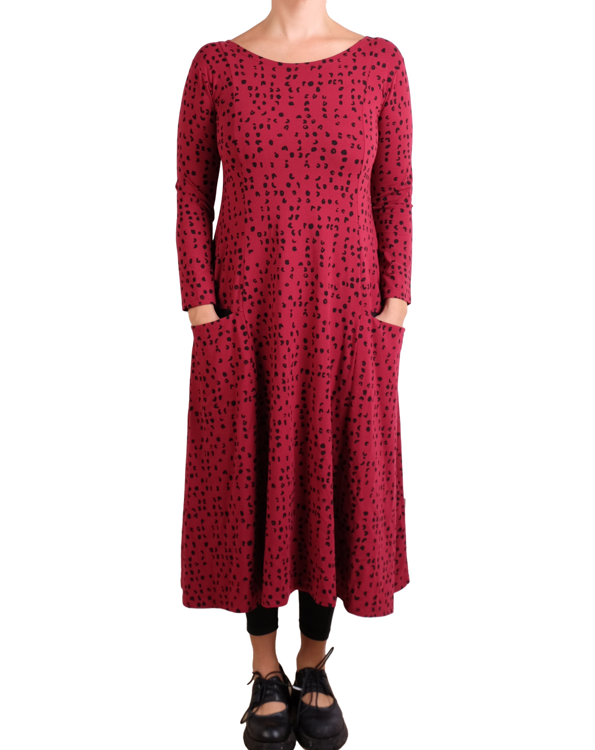MXM Red and Black Dot Long Sleeve Dress